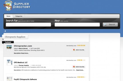 Chiropractic Supplies Directory